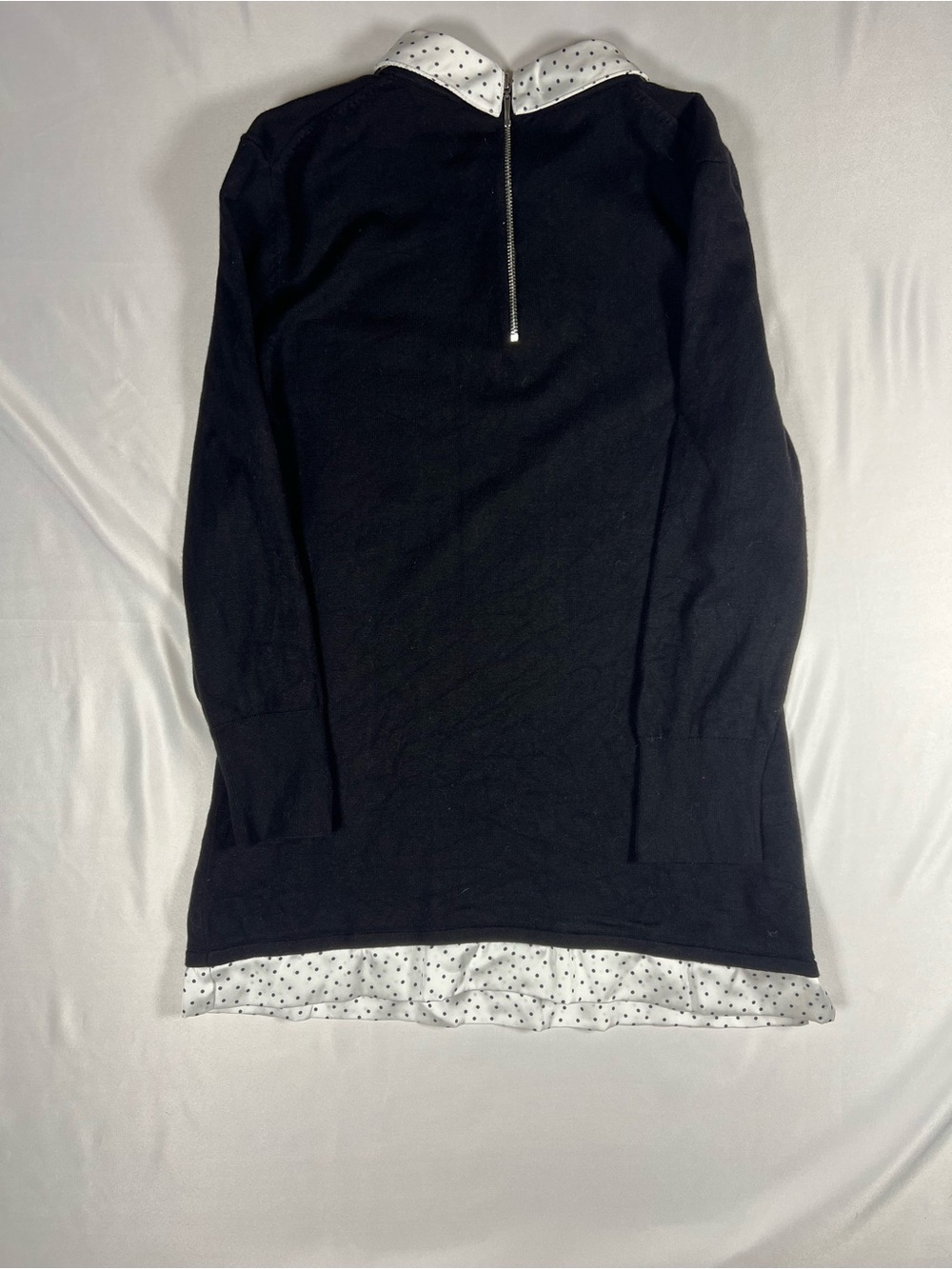 White House Black Market Black Mini Skirt with White Polka Trim